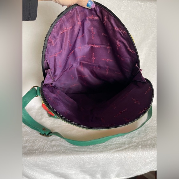 Anuschka hand-painted leather flap-over crossbody purse floral animal print - Picture 7 of 15